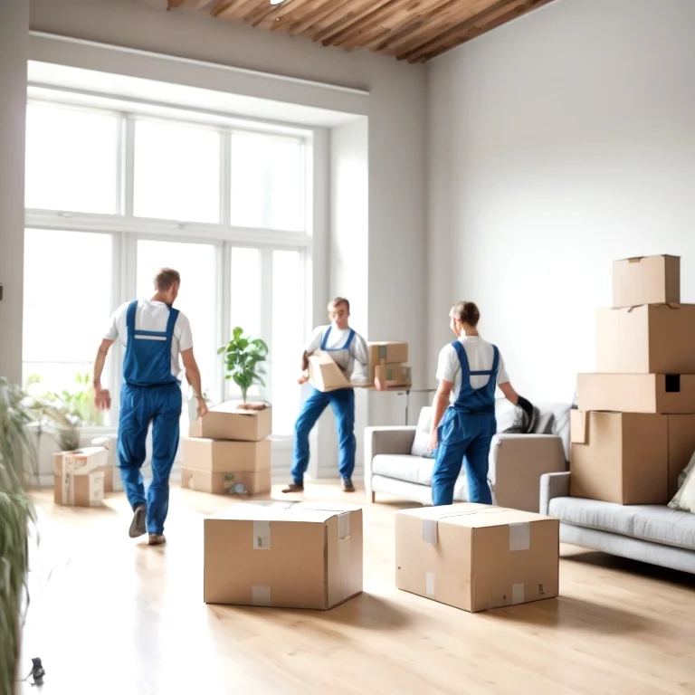 Movevia movers carrying a couch down a Windsor home staircase